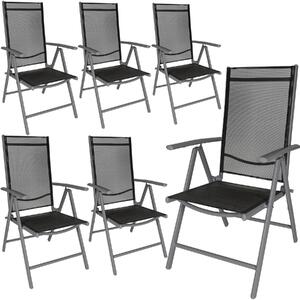 Tectake 404366 6 zahradní židle hliníkové - černá/antracit