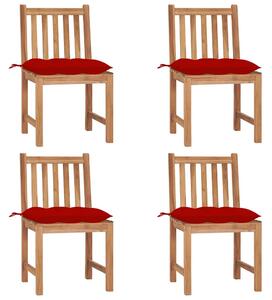 Zahradní židle 4 ks s poduškami masivní teak 3073109
