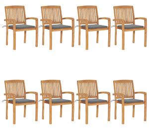 Stohovatelné zahradní židle s poduškami 8 ks masivní teak 3073241