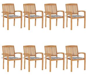 Stohovatelné zahradní židle s poduškami 8 ks masivní teak 3073254