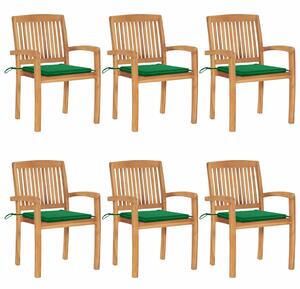 Stohovatelné zahradní židle s poduškami 6 ks masivní teak 3073230