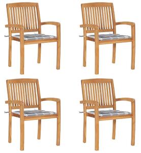 Stohovatelné zahradní židle s poduškami 4 ks masivní teak 3073224