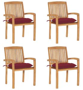 Stohovatelné zahradní židle s poduškami 4 ks masivní teak 3073264