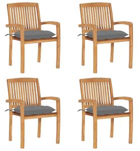 Stohovací zahradní židle s poduškami 4 ks masivní teak 3073256