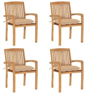 Stohovací zahradní židle s poduškami 4 ks masivní teak 3073258