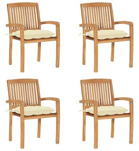 Stohovací zahradní židle s poduškami 4 ks masivní teak 3073257