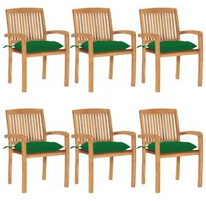 Stohovatelné zahradní židle s poduškami 6 ks masivní teak 3073272