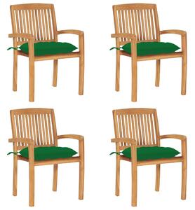 Stohovatelné zahradní židle s poduškami 4 ks masivní teak 3073260