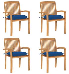 Stohovací zahradní židle s poduškami 4 ks masivní teak 3073265