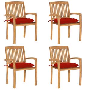 Stohovací zahradní židle s poduškami 4 ks masivní teak 3073261