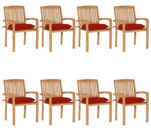 Stohovatelné zahradní židle s poduškami 8 ks masivní teak 3073285