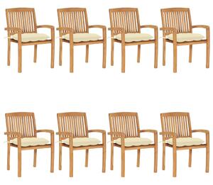 Stohovatelné zahradní židle s poduškami 8 ks masivní teak 3073281