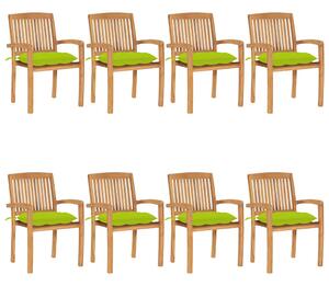 Stohovatelné zahradní židle s poduškami 8 ks masivní teak 3073290