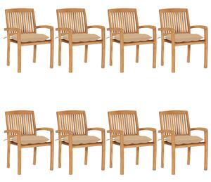 Stohovatelné zahradní židle s poduškami 8 ks masivní teak 3073282