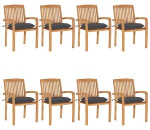Stohovatelné zahradní židle s poduškami 8 ks masivní teak 3073279