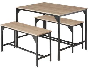 Tectake 404341 sestava stolu a laviček bolton 2+1 - industrial světlé dřevo, dub sonoma