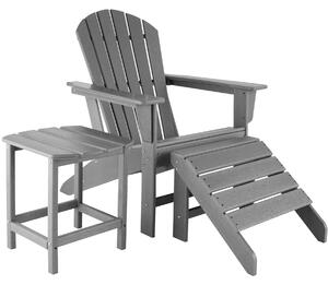 Tectake 404613 zahradní židle s podnožkou a stolem - světle šedá