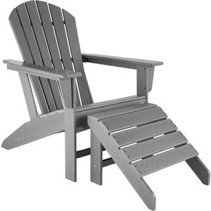 Tectake 404609 zahradní židle s podnožkou - světle šedá