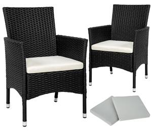 Tectake 404549 2 zahradní židle ratanové vč. 4 povlaků - černá/béžová
