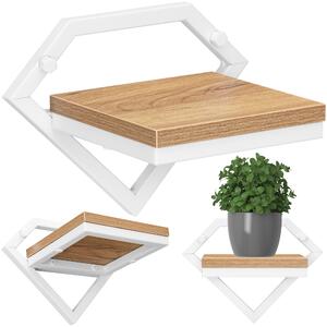 Kovový závěsný držák na květiny DORON – bílý, dub Craft