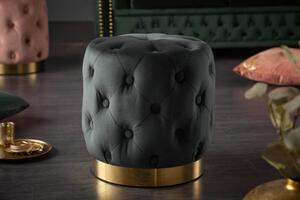 Chesterfield stylová kruhová taburetka Modern Barock černé barvě 37cm