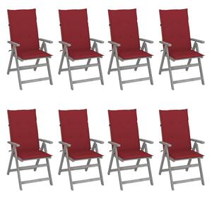 Zahradní polohovací židle s poduškami 8 ks šedé akáciové dřevo 3075150