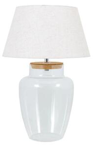 Stylová skleněná stolní lampa Clasico s nohou v podobě nádoby s válcovým bílým stínítkem 80 cm
