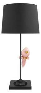 Designová stolní lampa Parrot se čtvercovou podstavou a dekorací v podobě růžového papouška 75 cm