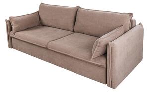 Moderní rozkládací obdélníková třímístná sedačka Heaven v taupu šedé barvě s kordovým potahem a designovými polštáři 215 cm