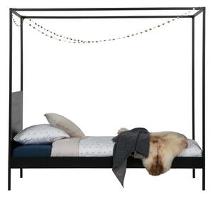 Černá postel s nebesy WOOOD Dani, 90 x 200 cm