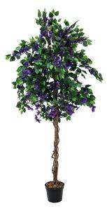 Umělý kvetoucí strom Bougainvillea - přírodní kmen, fialová, 150cm