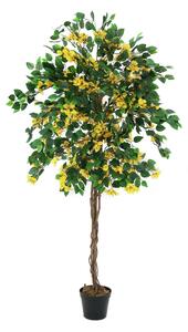 Umělý kvetoucí strom Bougainvillea - přírodní kmen, žlutá, 180cm