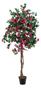 Umělý kvetoucí strom Bougainvillea - přírodní kmen, červená, 150cm
