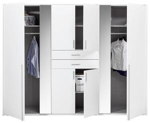 ŠATNÍ SKŘÍŇ SE ZRCADLEM, bílá, 270/208/58 cm Carryhome - Šatní skříně