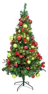Umělý vánoční stromek s LED osvětlením dekorovaný, 180cm