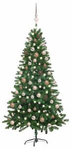 Umělý vánoční stromek s LED a sadou koulí 180 cm zelený 3077641