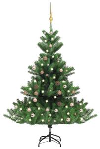 Umělý vánoční stromek normandská jedle LED a koule zelený 150cm 3077645
