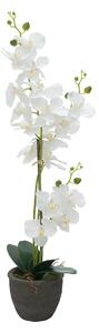 Umělá květina Orchidej v květináči - bílá, 80cm