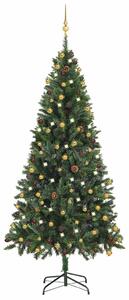 Umělý vánoční stromek s LED a sadou koulí zelený 210 cm 3077798