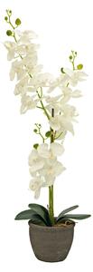 Umělá květina Orchidej v květináči - krémová, 80cm
