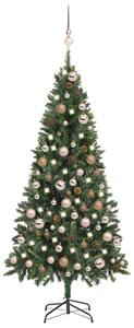Umělý vánoční stromek LED osvětlení sada koulí a šišky 180 cm 3077845
