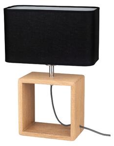 BRITOP Stolní lampa CADRE, 1xE27, v. 45 cm Barva stínidla: Černá látka, Barva podstavy: Dubové dřevo