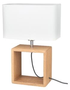 BRITOP Stolní lampa CADRE, 1xE27, v. 45 cm Barva stínidla: Bílá látka, Barva podstavy: Dubové dřevo