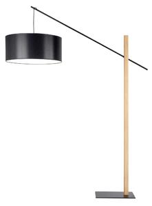 BRITOP Stojací lampa CECILE, 1xE27, v. 160 cm Barva stínidla: Černá látka, Barva podstavy: Dubové dřevo