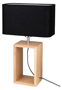 BRITOP Stolní lampa CADRE, 1xE27, v. 48 cm Barva stínidla: Černá látka, Barva podstavy: Dubové dřevo