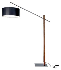 BRITOP Stojací lampa CECILE, 1xE27, v. 160 cm Barva stínidla: Černá látka, Barva podstavy: Bukové dřevo