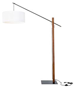 BRITOP Stojací lampa CECILE, 1xE27, v. 160 cm Barva stínidla: Bílá látka, Barva podstavy: Bukové dřevo