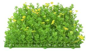 Umělý trávník zelený žluté květy 25x25cm