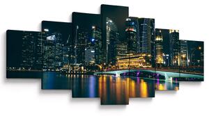 Obraz nočního Singapuru (210x100 cm)