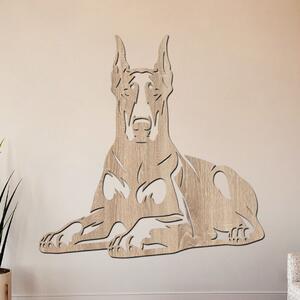 Dřevo života | Dřevěná dekorac psí rasy DOBRMAN I | Rozměry (cm): 40x40 | Barva: Světlý dub